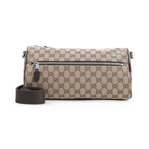 GUCCI Monogram Canvas Crossbody Bag Unisex BROWN Handbags